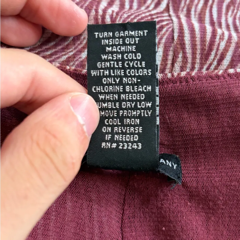 Y2K Twist Front Deep 2000s retro V Blouse Zebra Print Maroon Puff Sleeve Top xs Red - Image 12