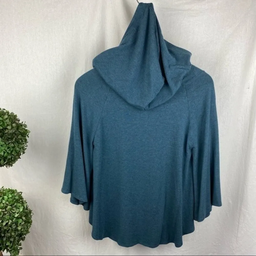 Heather Blue Hooded Half Dolman Sleeve Cape Top M Size M - Image 2