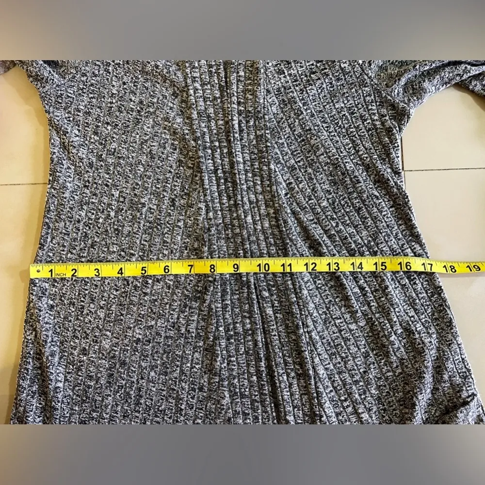 Fleurette Gray Fleurette Black White Long Open Cardigan Sweater Pockets Gray - Image 9