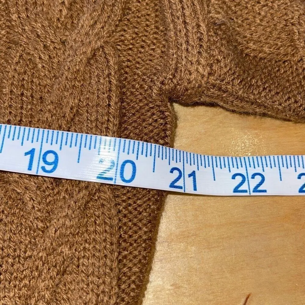 Steve Madden sweater dress fisherman knit V-neck pull over size medium brown NWO - Image 8