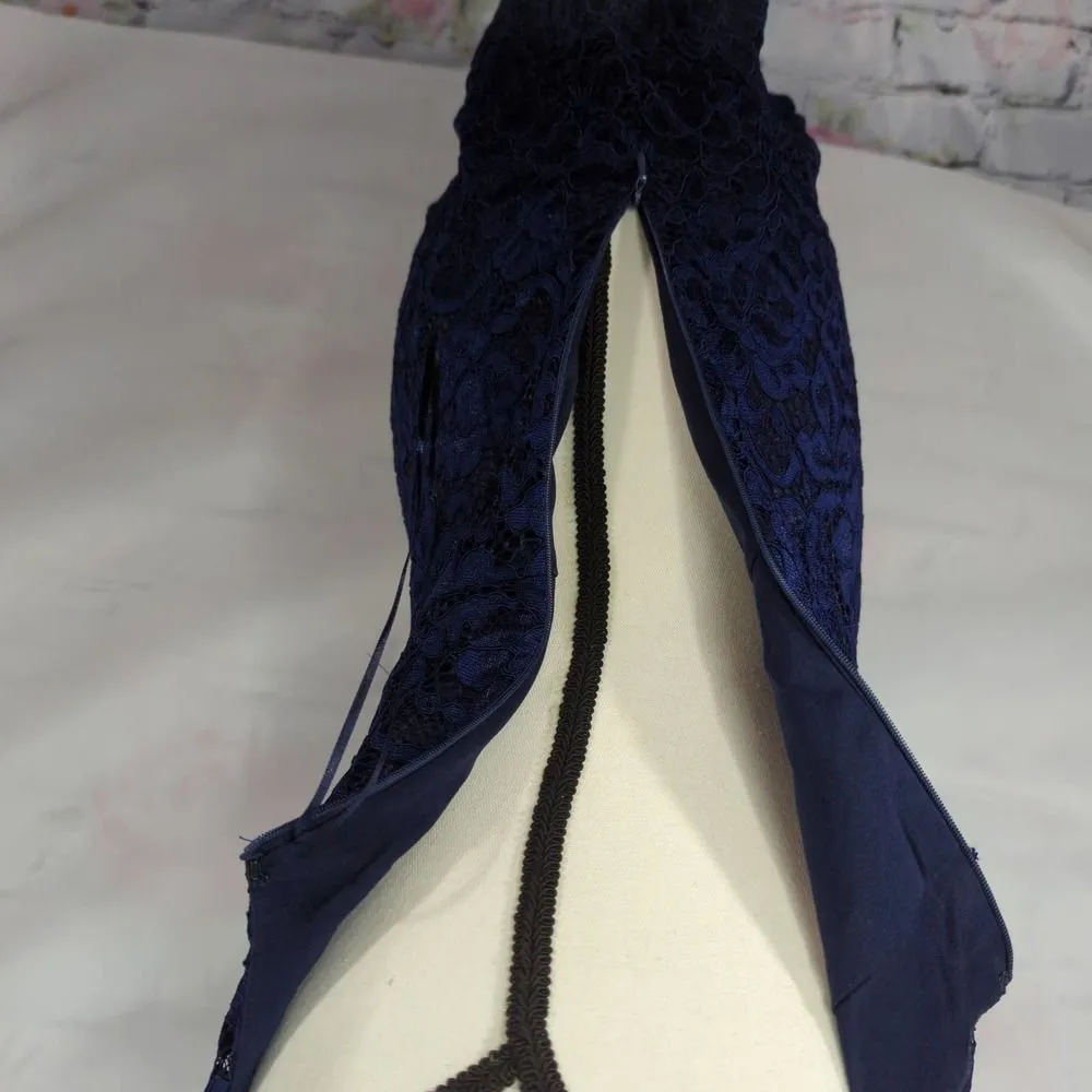 Sam‎ Edleman Navy One Shoulder Lace Mini Dress - Image 5