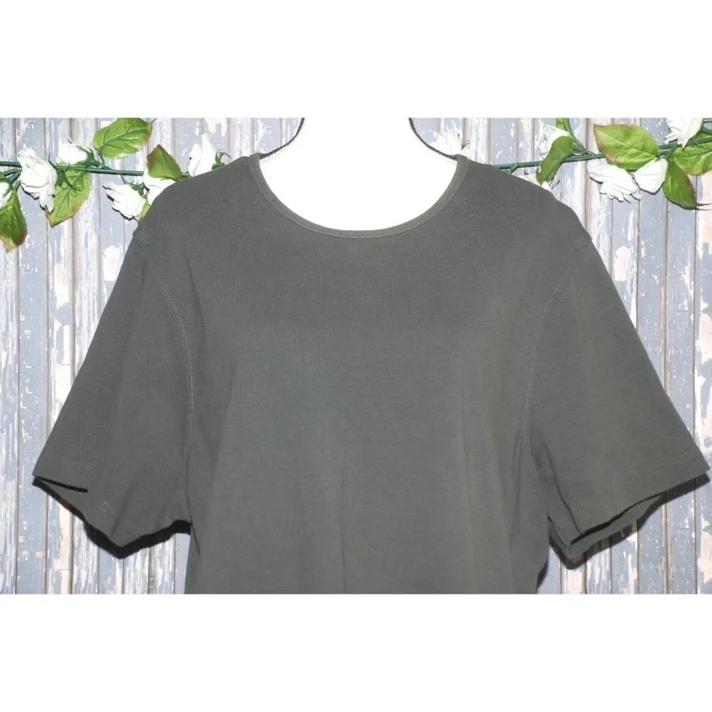 Avenue Women's Dark Green T-Shirt Top Plus Size 26/28 Short Sleeve Stretch - Image 2