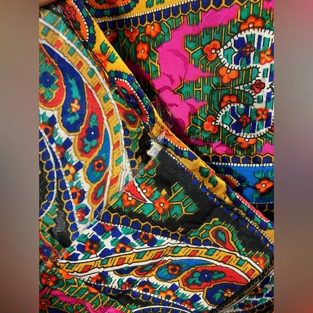 Maggie London Vintage Button Up Madarin Collar 100% silk Floral Blouse Boho 10 - Image 9