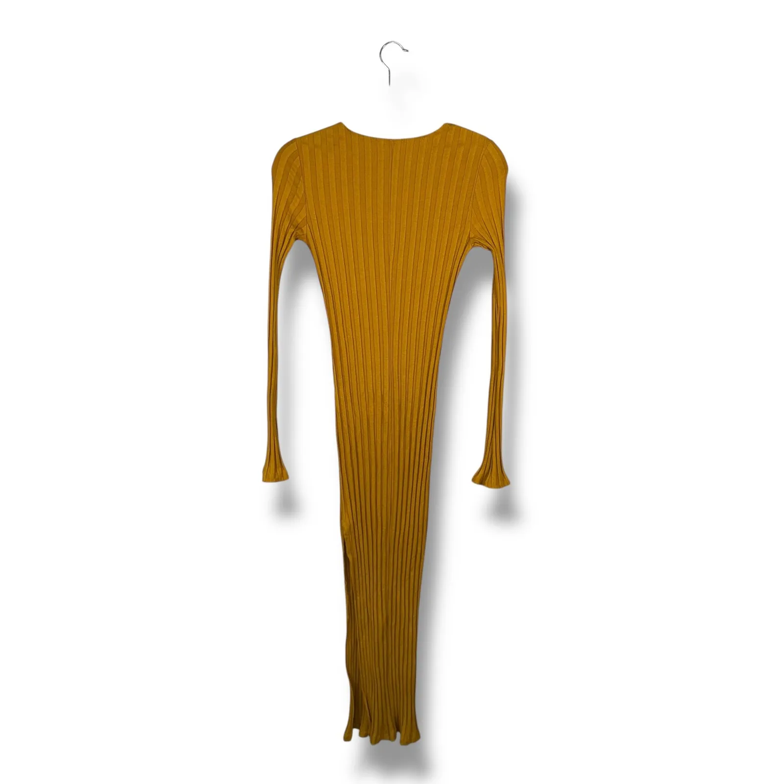 Reformation Dillon‎ Ribbed Midi Dress in Deep Mustard Yellow XS long Sleeve - Image 10