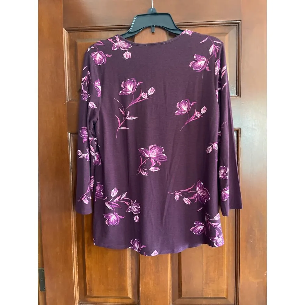 Daniel Rainn embroidered neckline, floral blouse size medium - Image 4