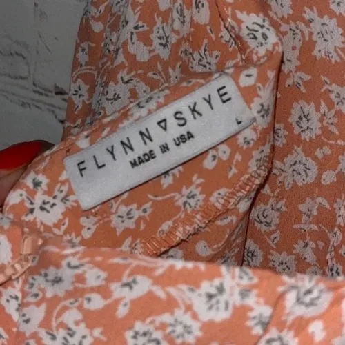 Flynn Skye Pink Floral Maxi Dress Tie Front Spaghetti Straps Button Down Size L - Image 6