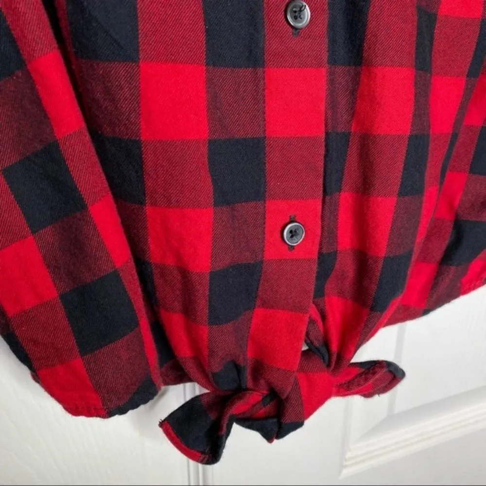 Madewell Flannel Tie-Front Shirt in Buffalo Check - Image 5