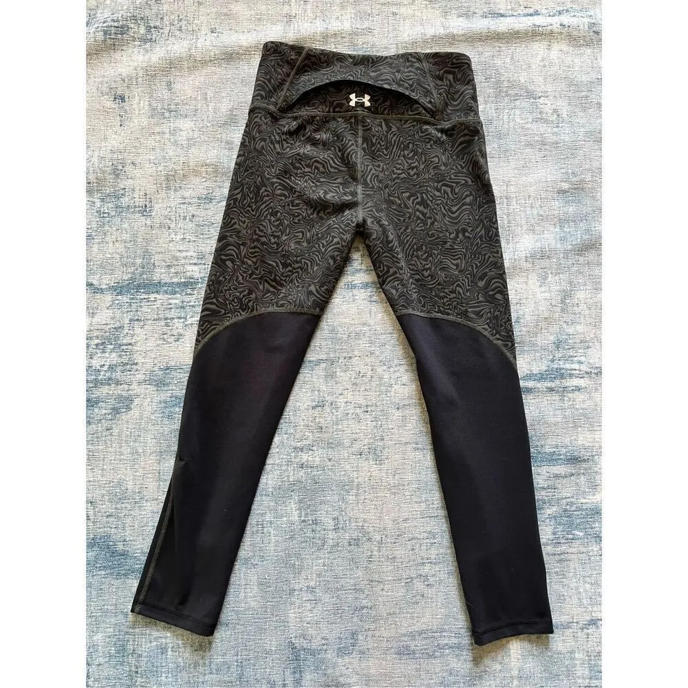 Under Armour Black Gray Green Abstract Marble Print Back Pocket Ankle Legging M - Image 2