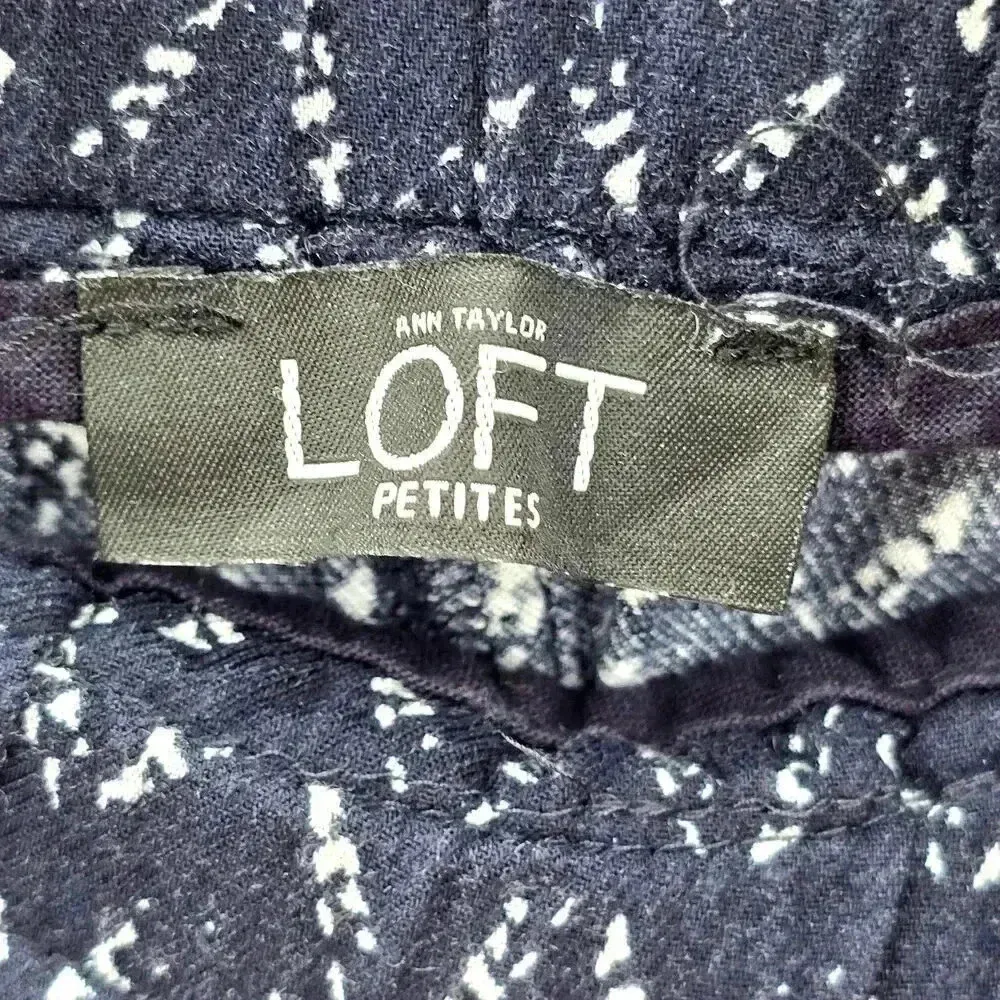 Ann Taylor Loft Navy Blue Stretch Patterned Capri Pants M Bottoms Petite Medium - Image 5