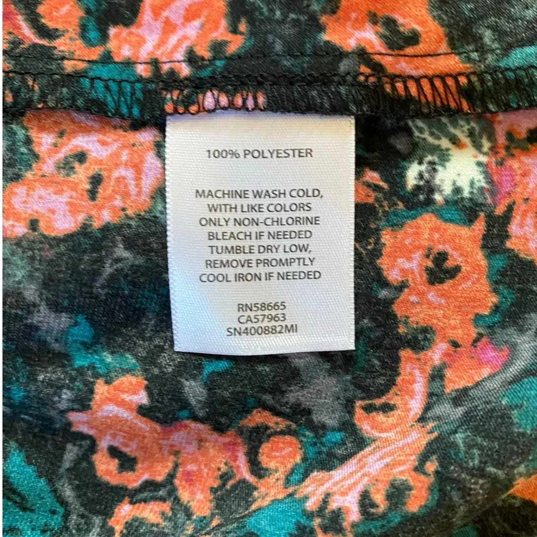 SOMETHING NAVY Floral Multicolor Rosebud‎ Draped Wrap Front Blouse M - Image 7