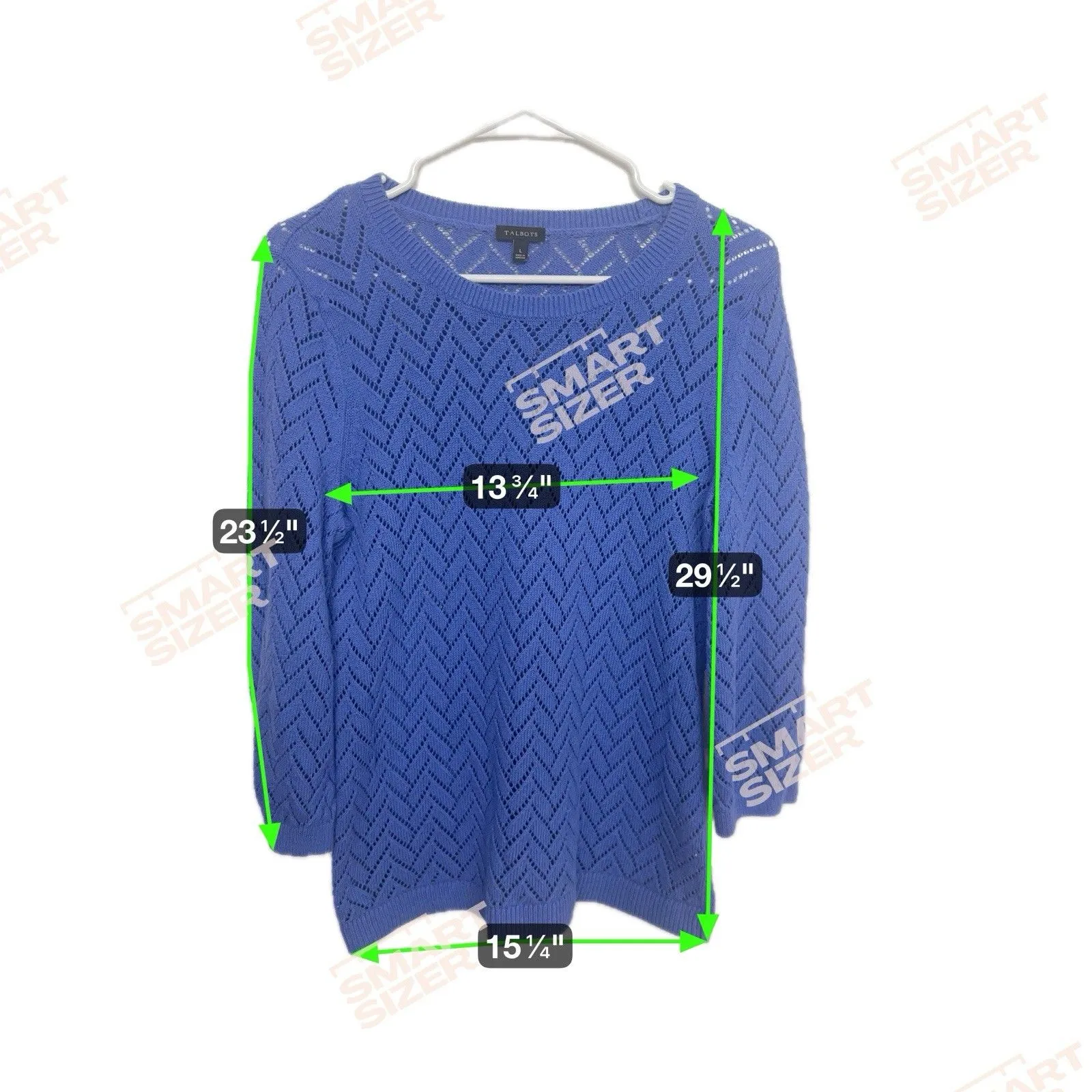 Talbots L Blue Cotton Linen Knit Chevron Sweater - Image 5