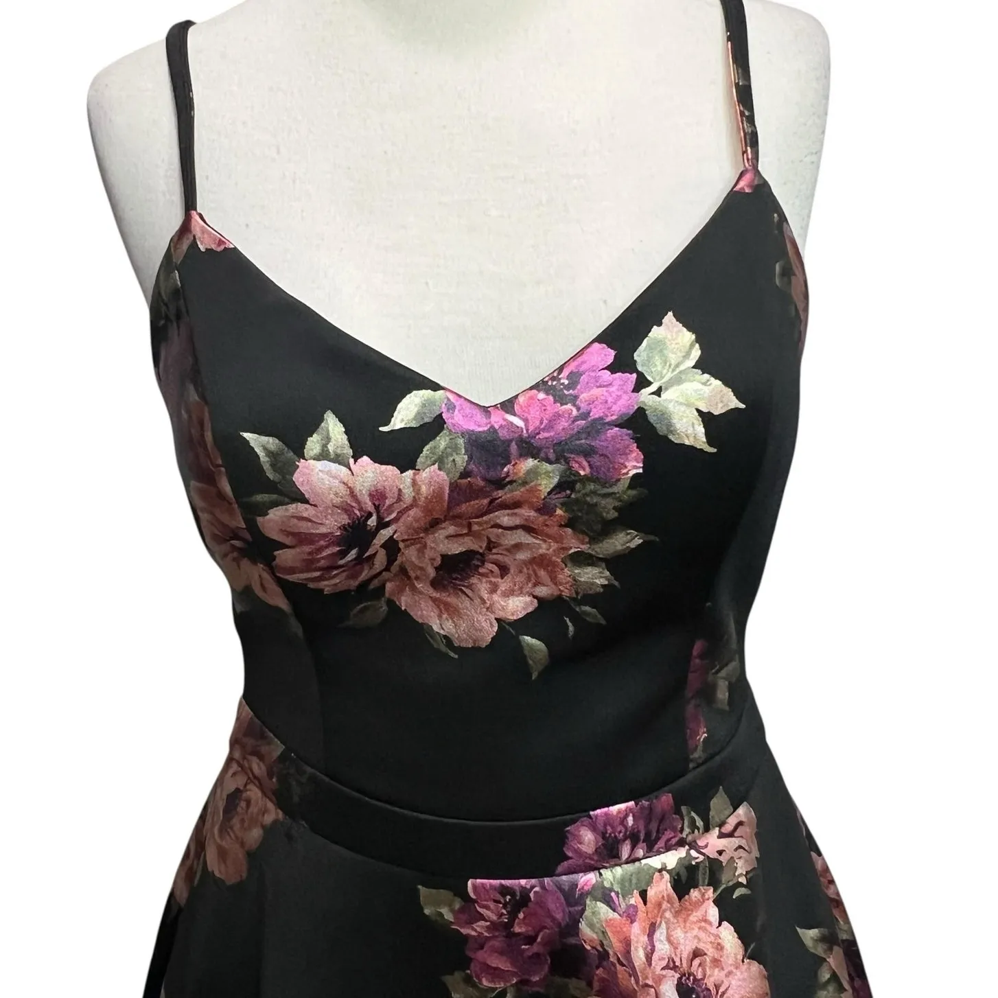 Speechless Y2K Dress 7 Black Pink Floral Fit Flare Romantic Feminine Whimsygoth - Image 2