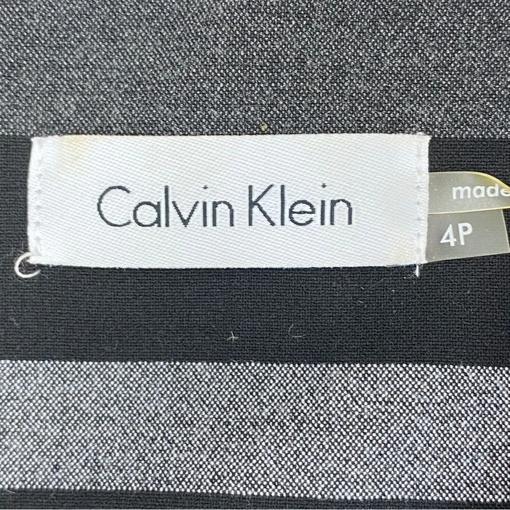 Calvin Klein Striped Sleeveless Sheath Dress Gray Black 4P - Image 10