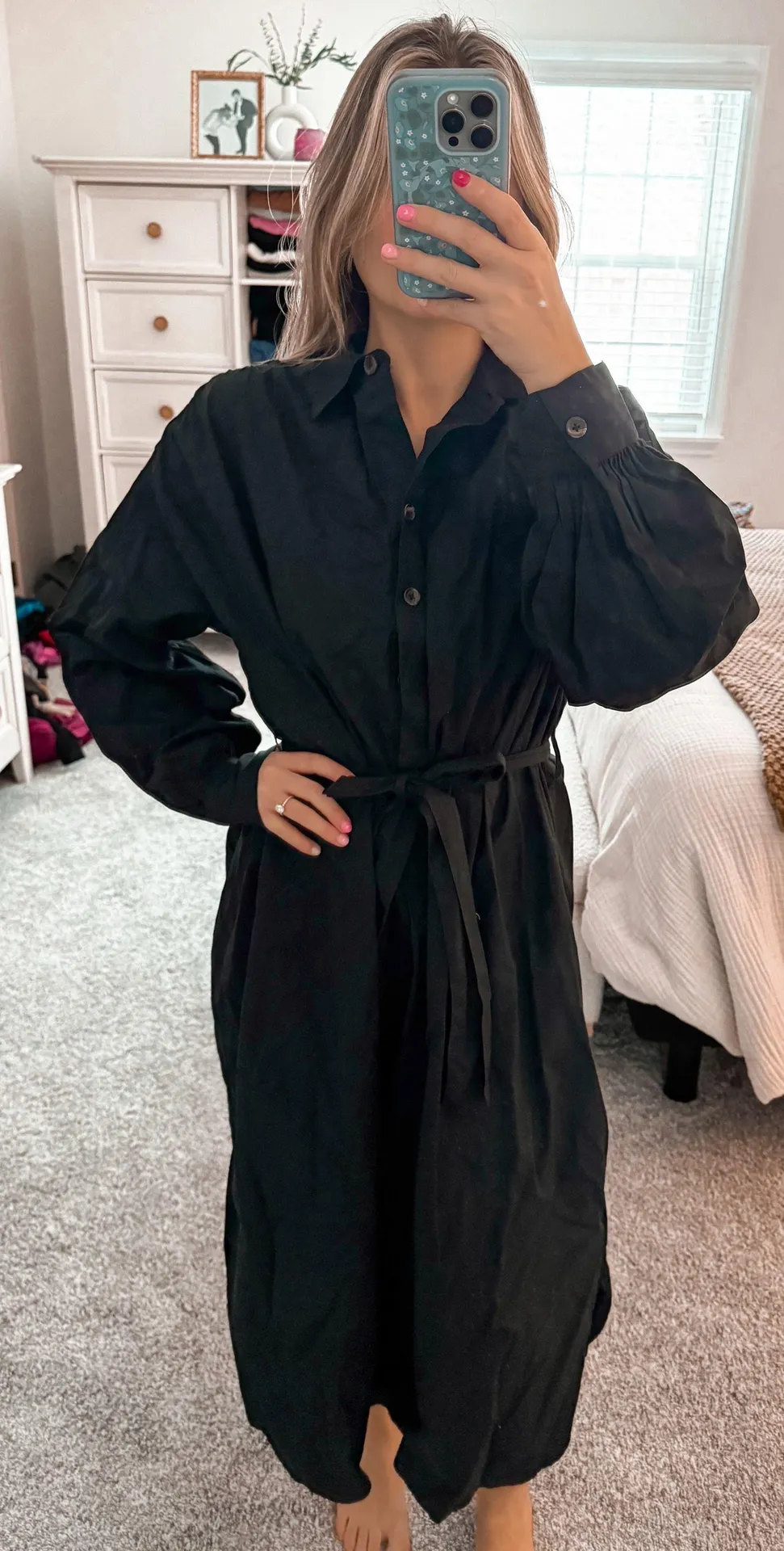 Black Button Up Dress - Image 2