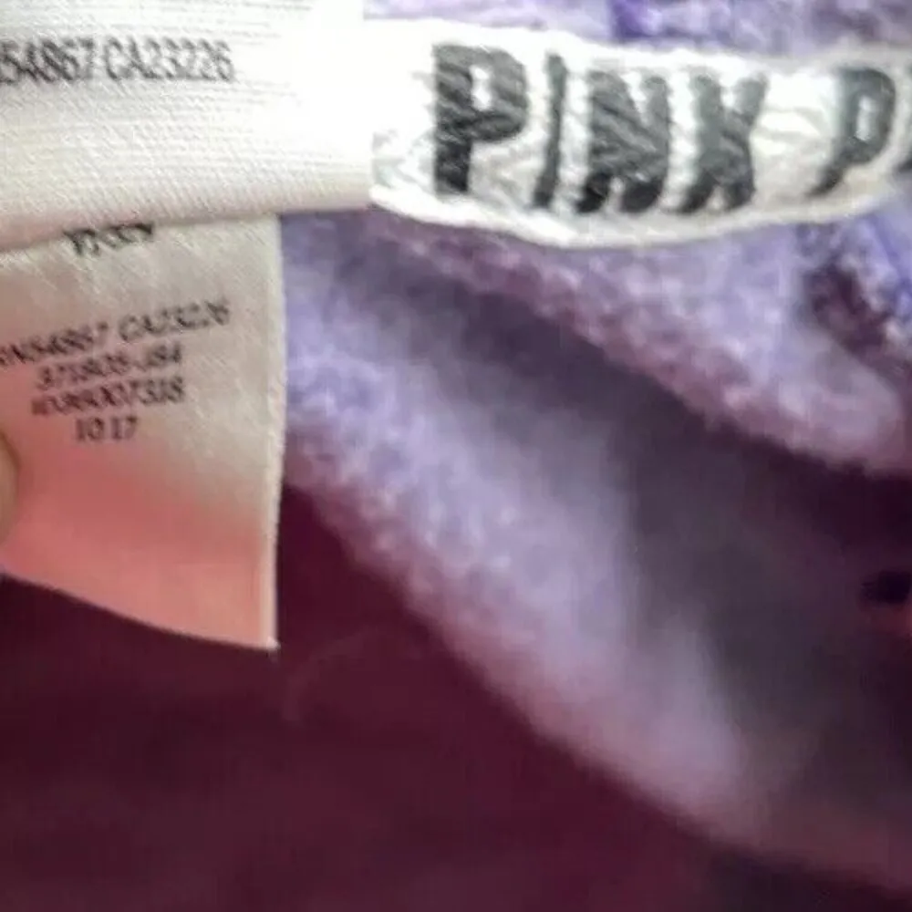 Vintage PINK Victoria Secret Full Zip Hoodie Purple White Women's Size Large - Image 10