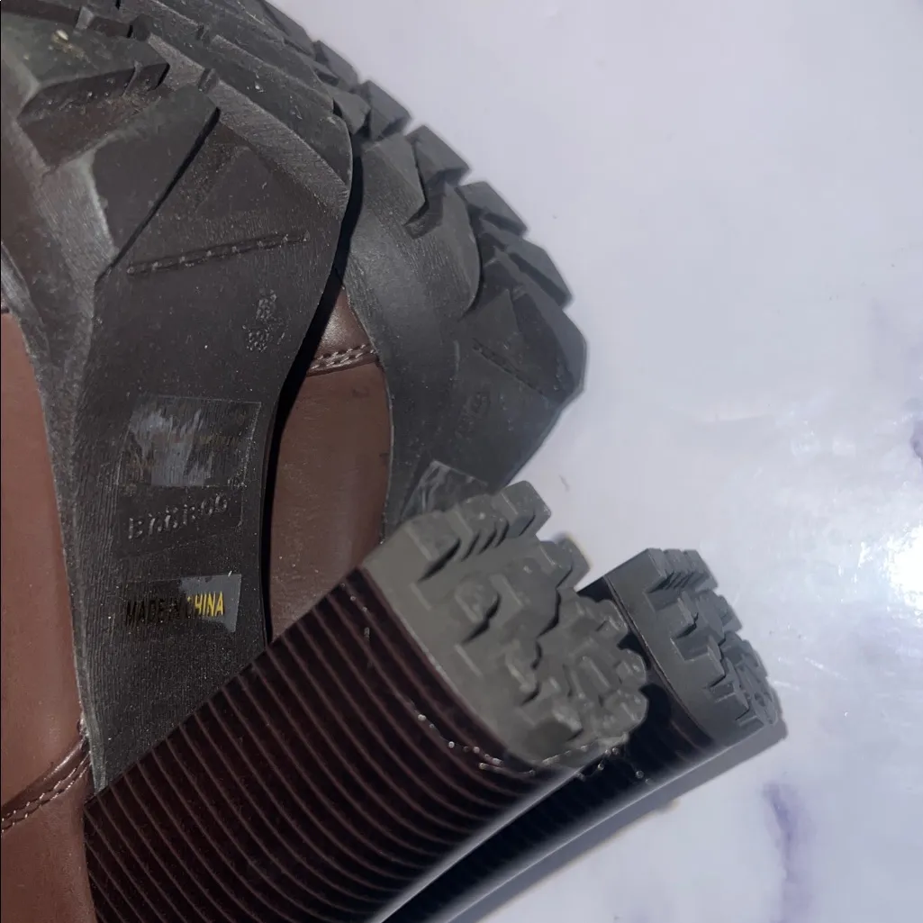 Brown High Heel Ankle Boots with Faux Fur Cream Cuff By Bamboo 8.5 - Image 7