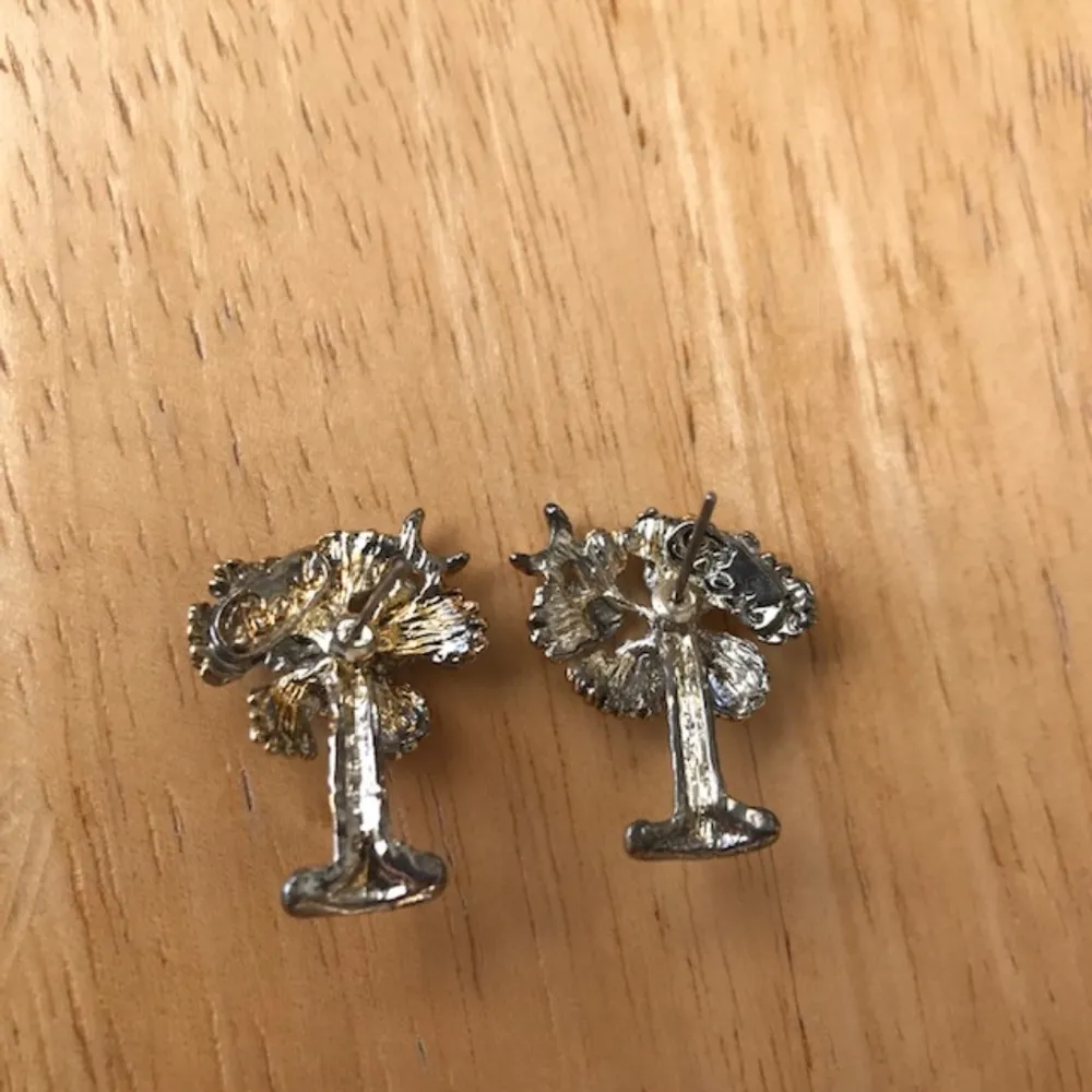 Palm Tree Moon Earrings Posts Retro SC Beaches Gold - Image 3