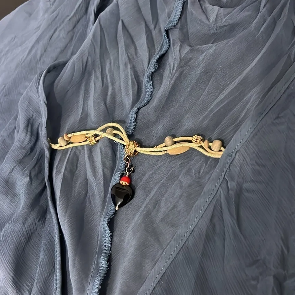 Y London crinkled sheer beach cover, long split sleeve, blue grey sz M(42 Eur) Size M - Image 5