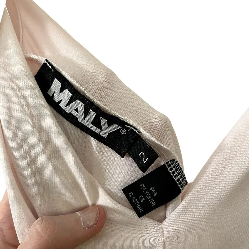 Maly sleeveless powder pink high low ruffle top summer v - Image 7