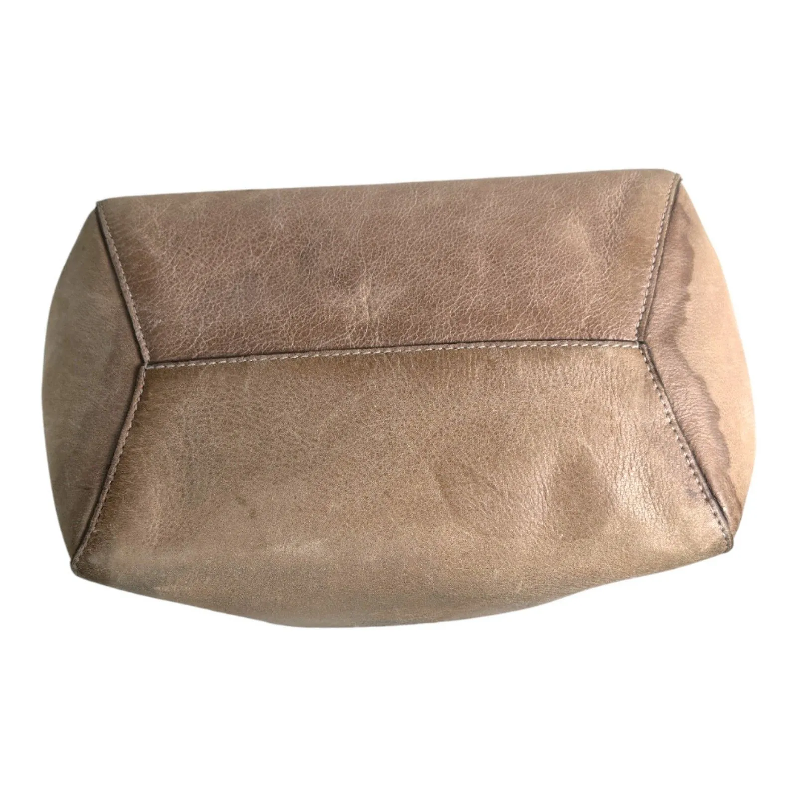 Frye Reed Magnetic Snap Distressed Rustic Leather Hobo Bag Brown Beige READ - Image 10