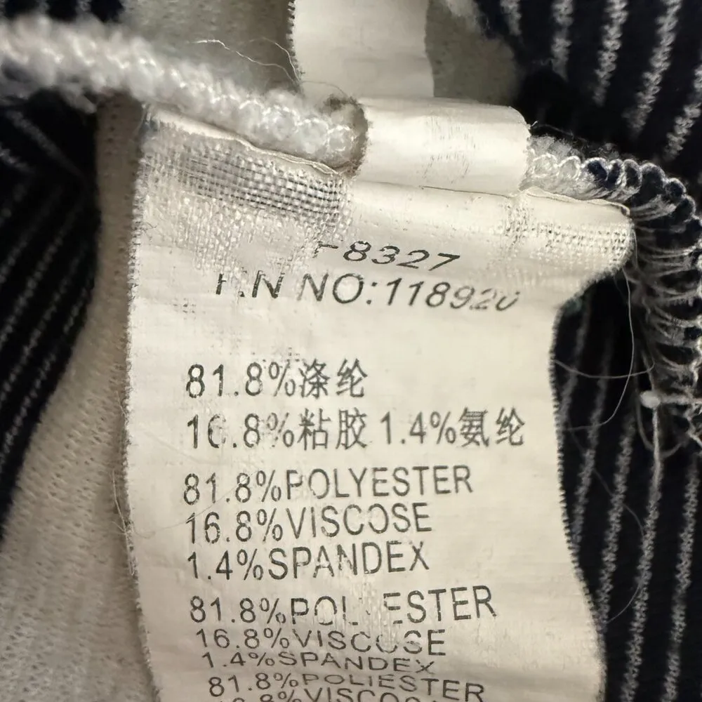 FRNCH Striped Shift Mini Dress Women's M/L Navy White Fisherman Nautical Ribbed - Image 11