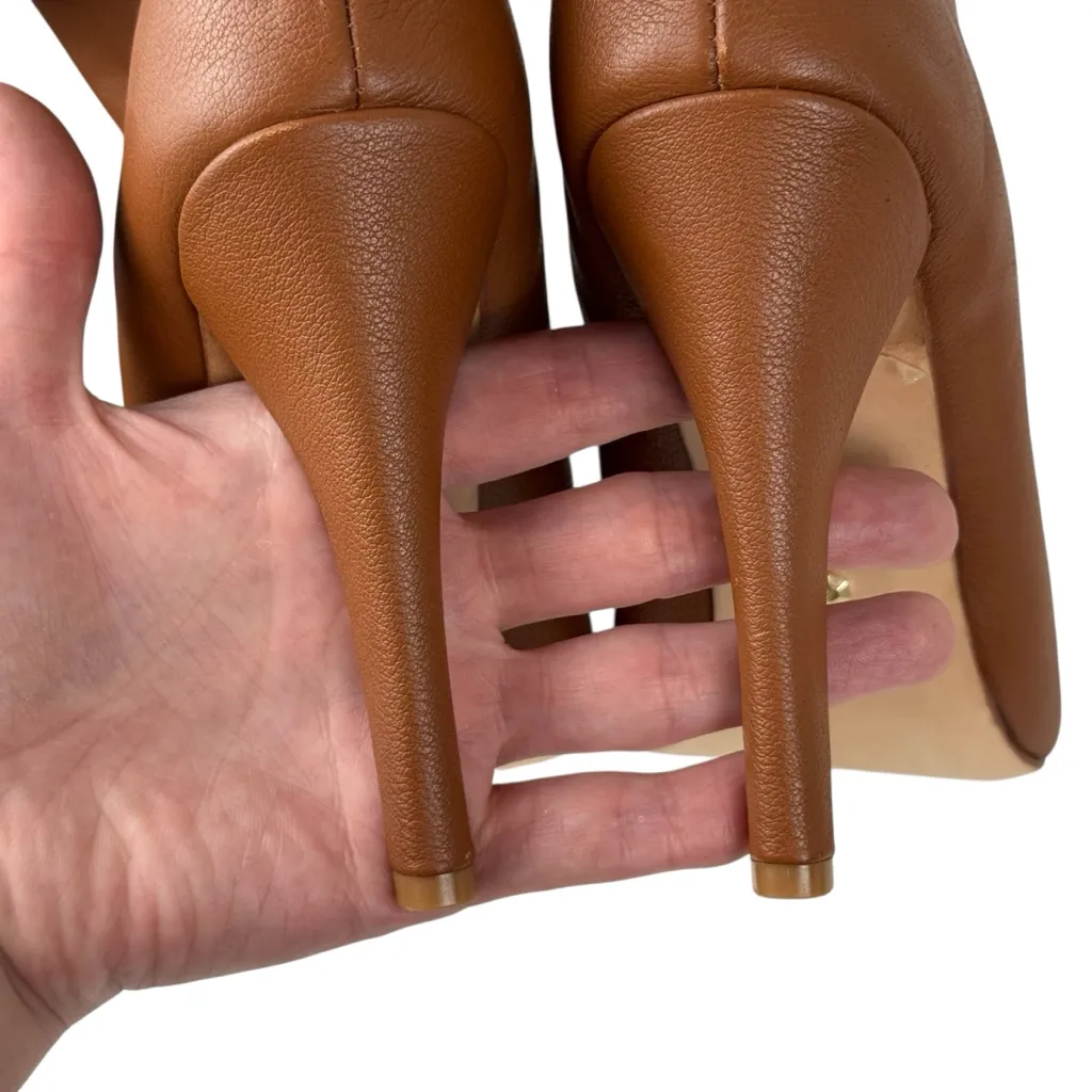 Raye REVOLVE  Austine Brown Leather Shearling Fold Over Stiletto Booties Size 9 - Image 15