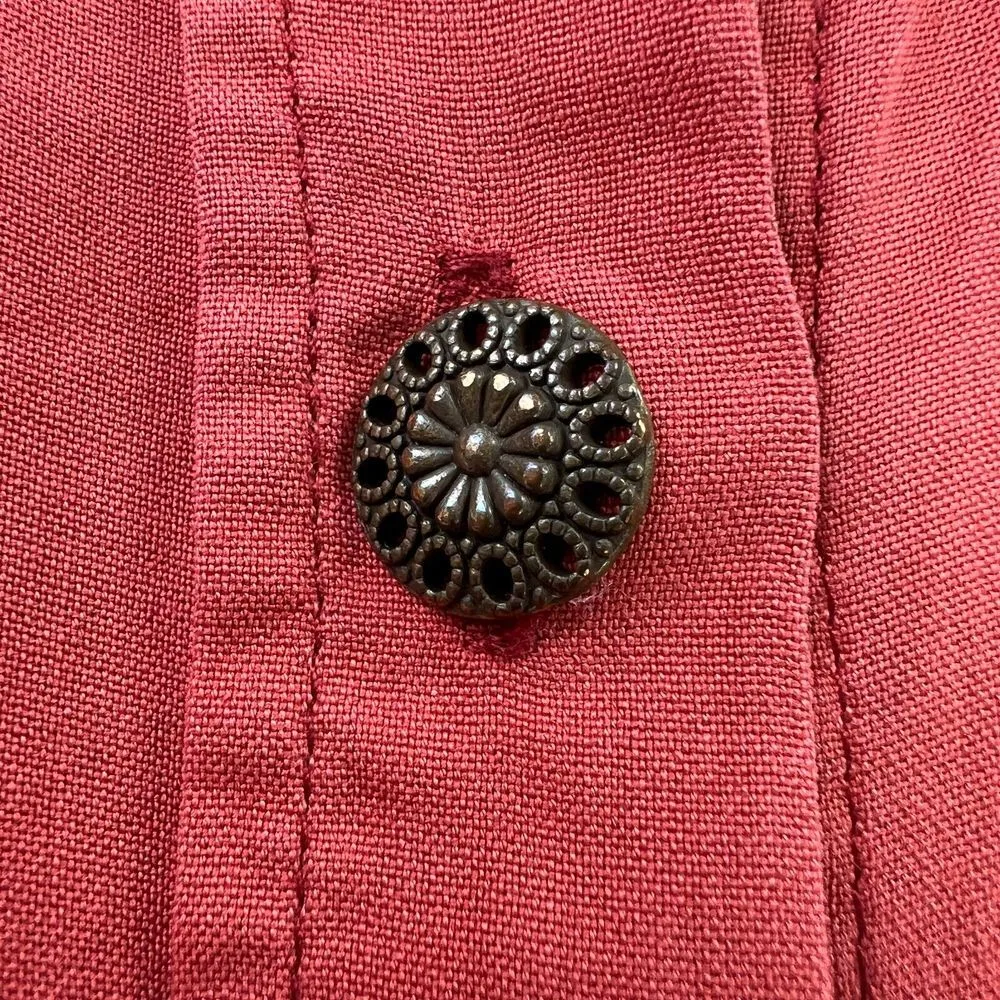 Soft Surroundings Blouse Top 100% Silk Small Red Long Sleeve Button Up No Collar - Image 5