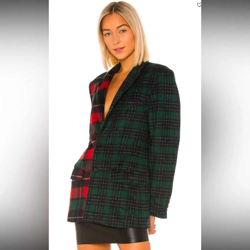 Danielle Guizio Plaid Oversized Wool Blend Blazer Size Small - Image 2