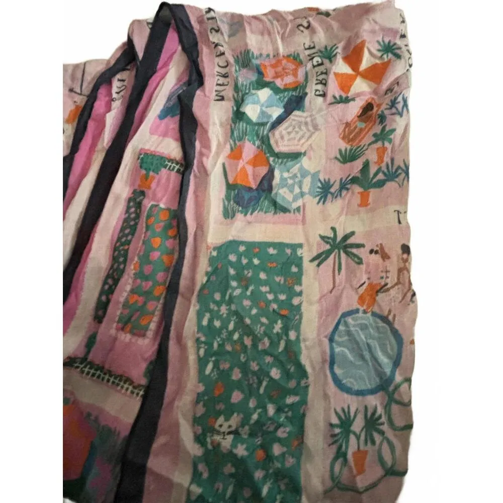 FALL CLEARANCE! NWT Kate Spade Rooftop Scene Oblong Scarf - Bright Peony - Image 4