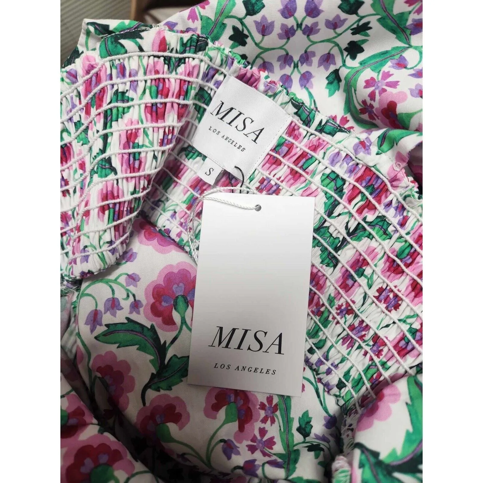 BNWT Misa Los AngelesSerafina Long Dress Spring Fuchsia Mix Size  S - Image 10