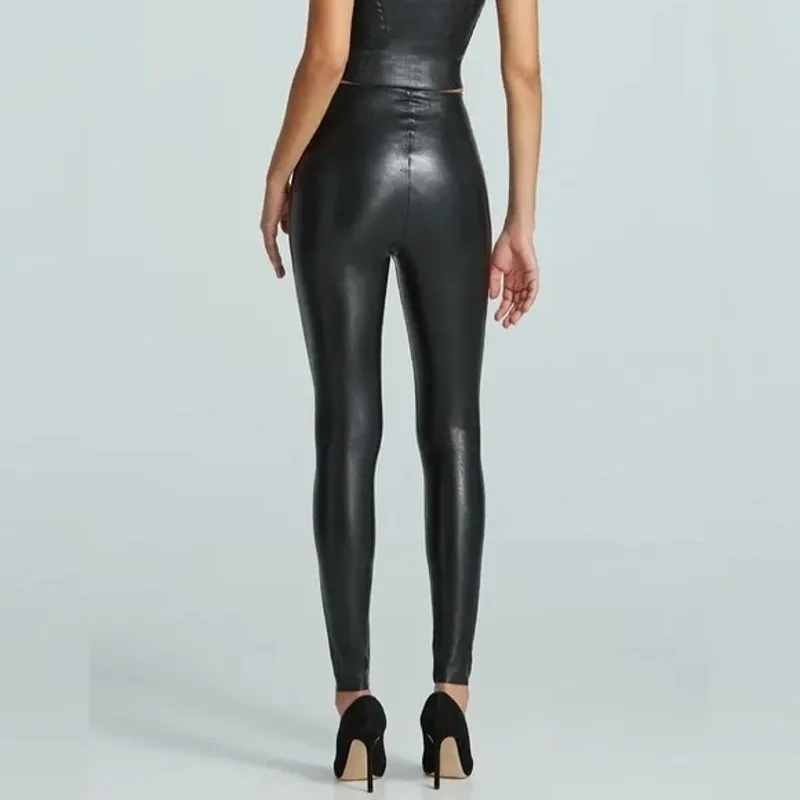 Commando High Rise Control Faux Leather Leggings Black Small - Image 3