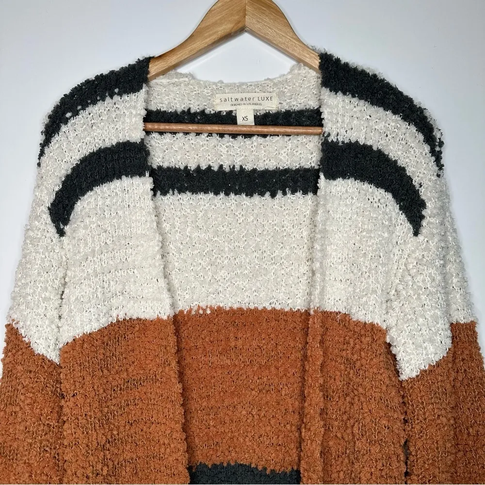 Saltwater LUXE Sherpa Fringe Open Cardigan Sweater Size XS - Image 4