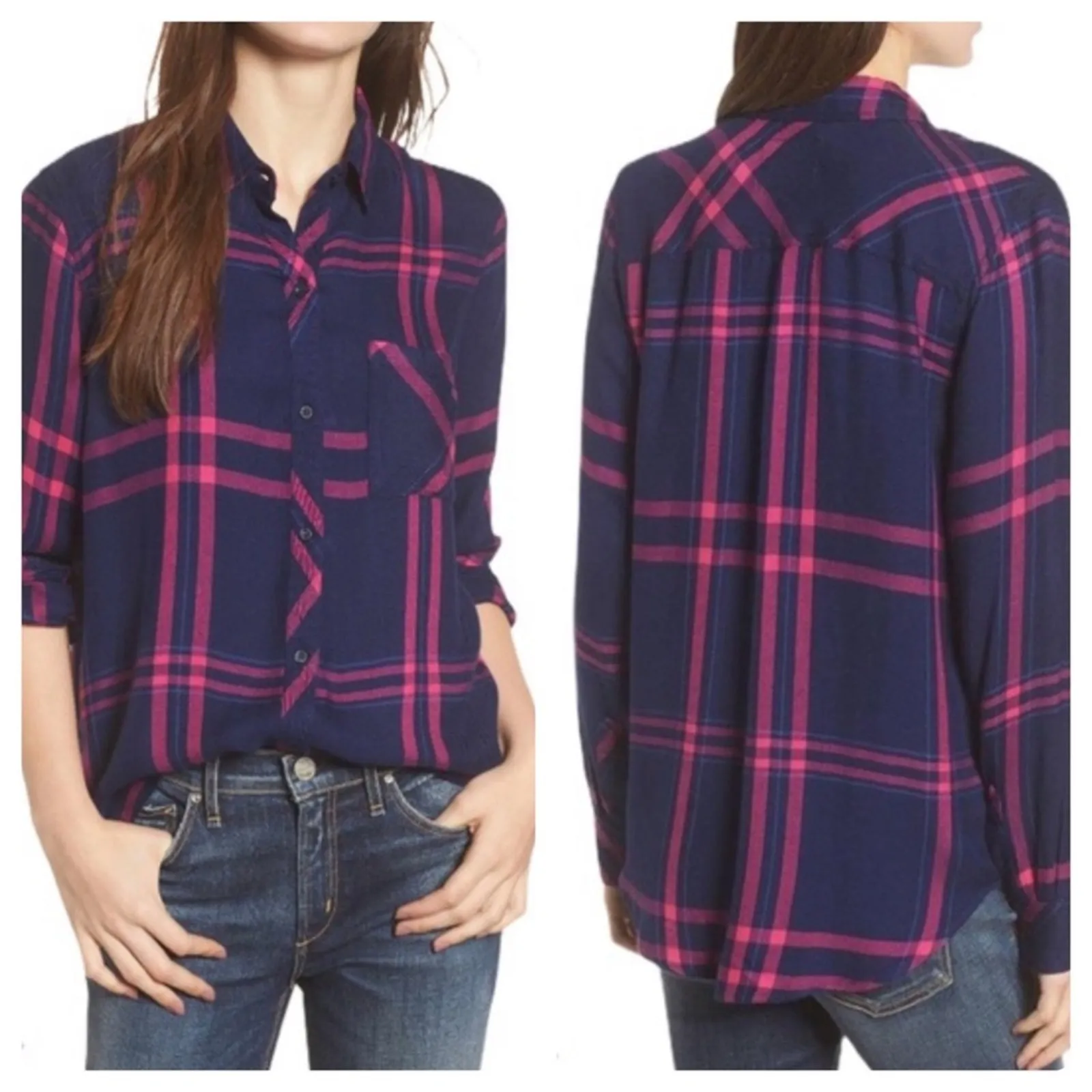 Rails Hunter Plaid Shirt in Navy Lipstick - Image 2