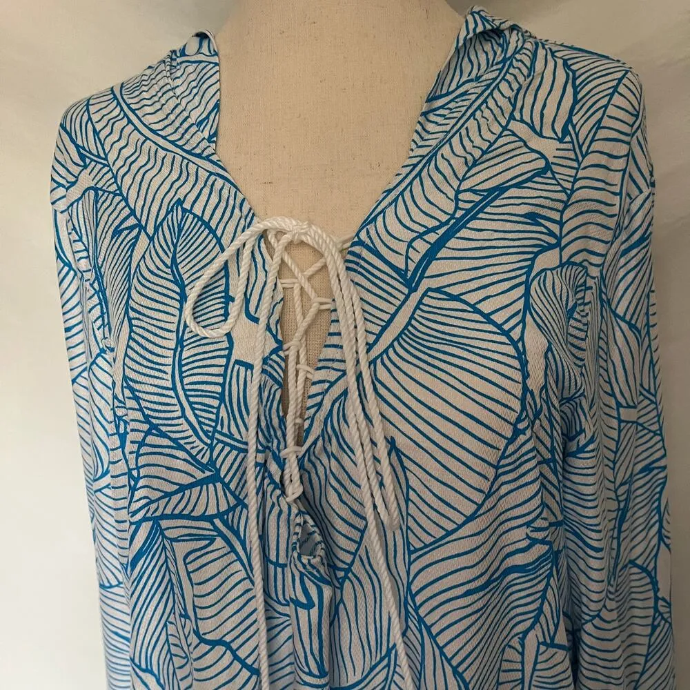 Charlie Holiday Coco Mini Womens Dress Size 6 Swim Coverup aqua Leaves Coastal - Image 3