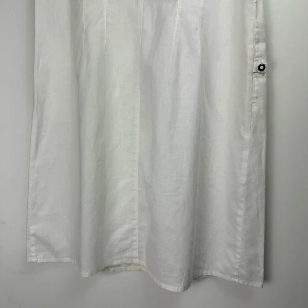 Lole Linen Cotton Blend Shirt Dress Sz 8 White Button Snap Boho Lagenlook - Image 16