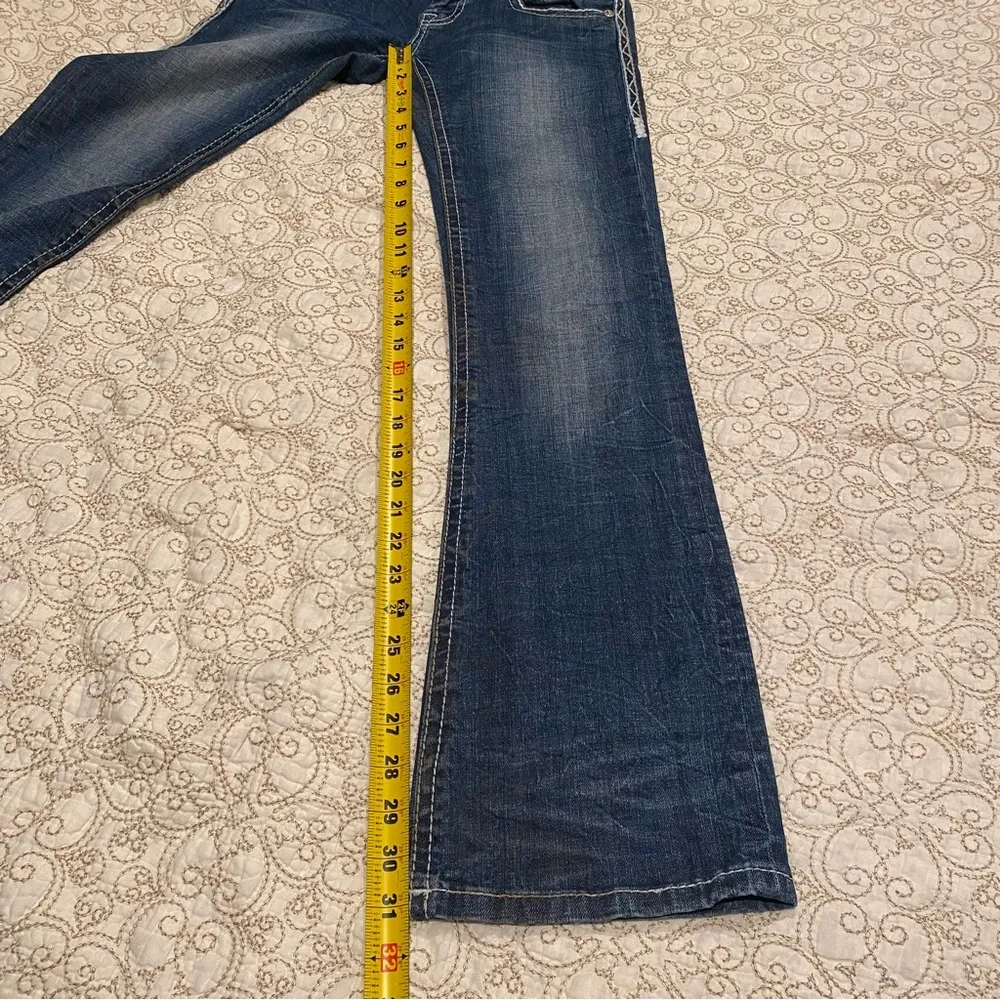 Rock & Roll Cowgirl Women’s Low Rise Blue Flare Wide Leg Jeans Size 25/32 - Image 9