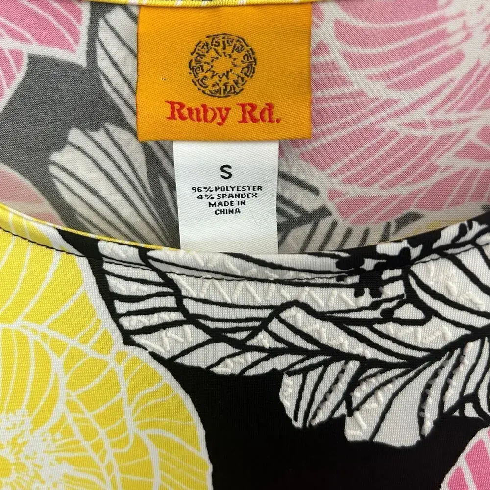 Ruby Rd‎ NWT Floral Shift Dress Womens Small Short Sleeve Casual Chic Pink - Image 2