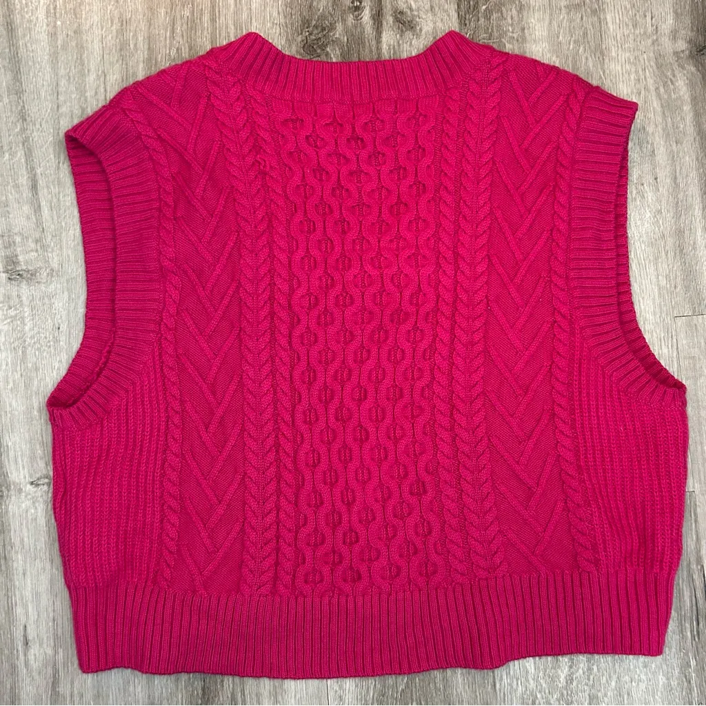Babaton 100% Merino Wool Fuschia Pink Sweater Knit Top Tank Size Medium - Image 2