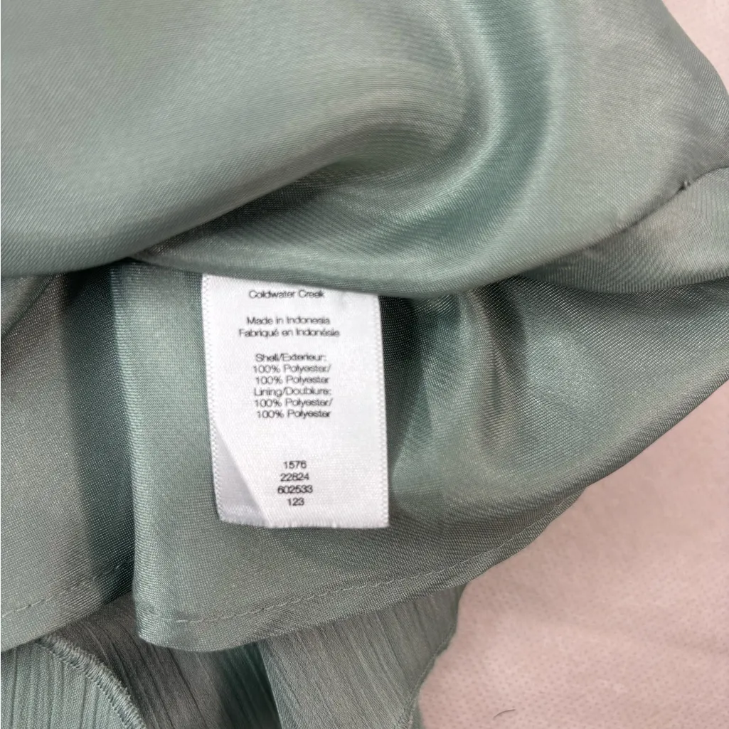 Coldwater Creek MP Mother of the Bride Diagonal Ruffle Sage Green Midi Dress - Image 10