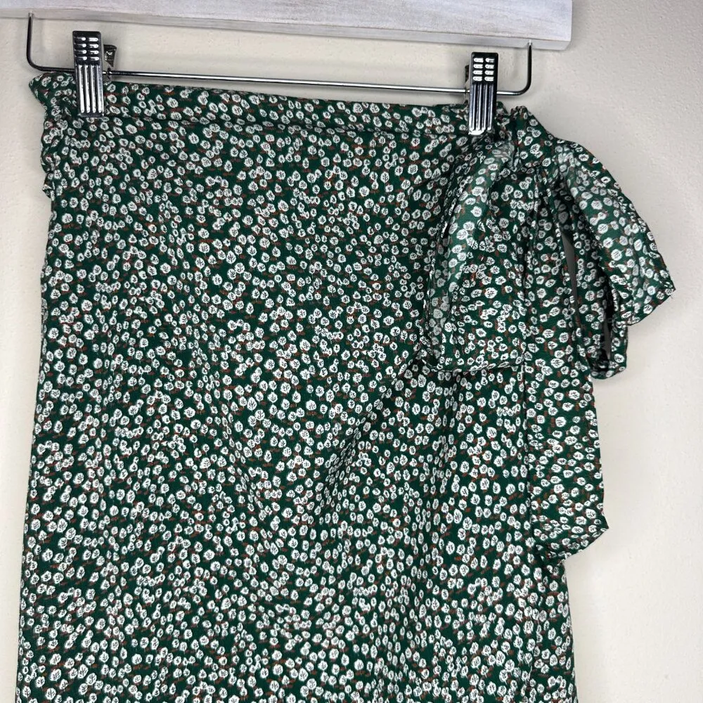 Princess Polly Green Hazy Floral Midi Wrap Skirt - Size 10 - Image 4