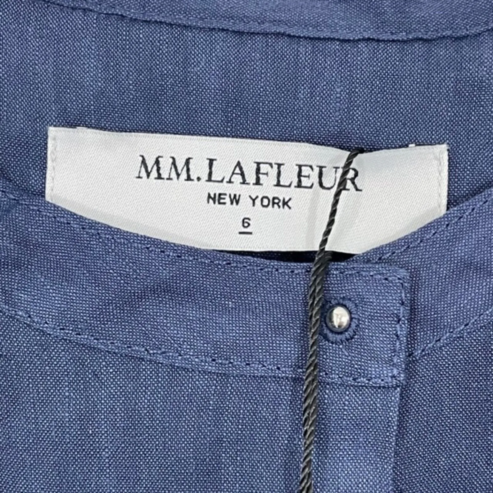 NWT M.M. Lafleur Melissa Stretch Linen Shirt Dress‎ in Blueberry Size 6 - Image 5