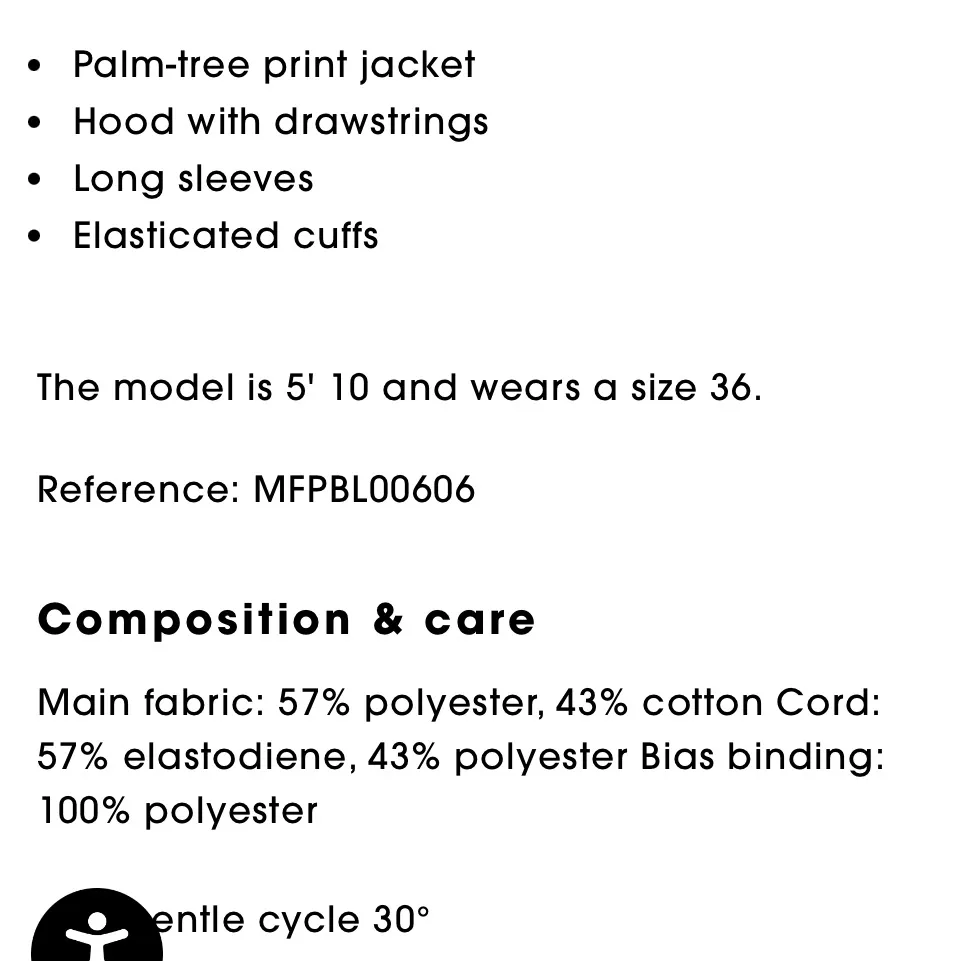 Maje Palm Tree Print Jacket Hooded Zip Front M (Size 10) NWT Elastic Waist - Image 10