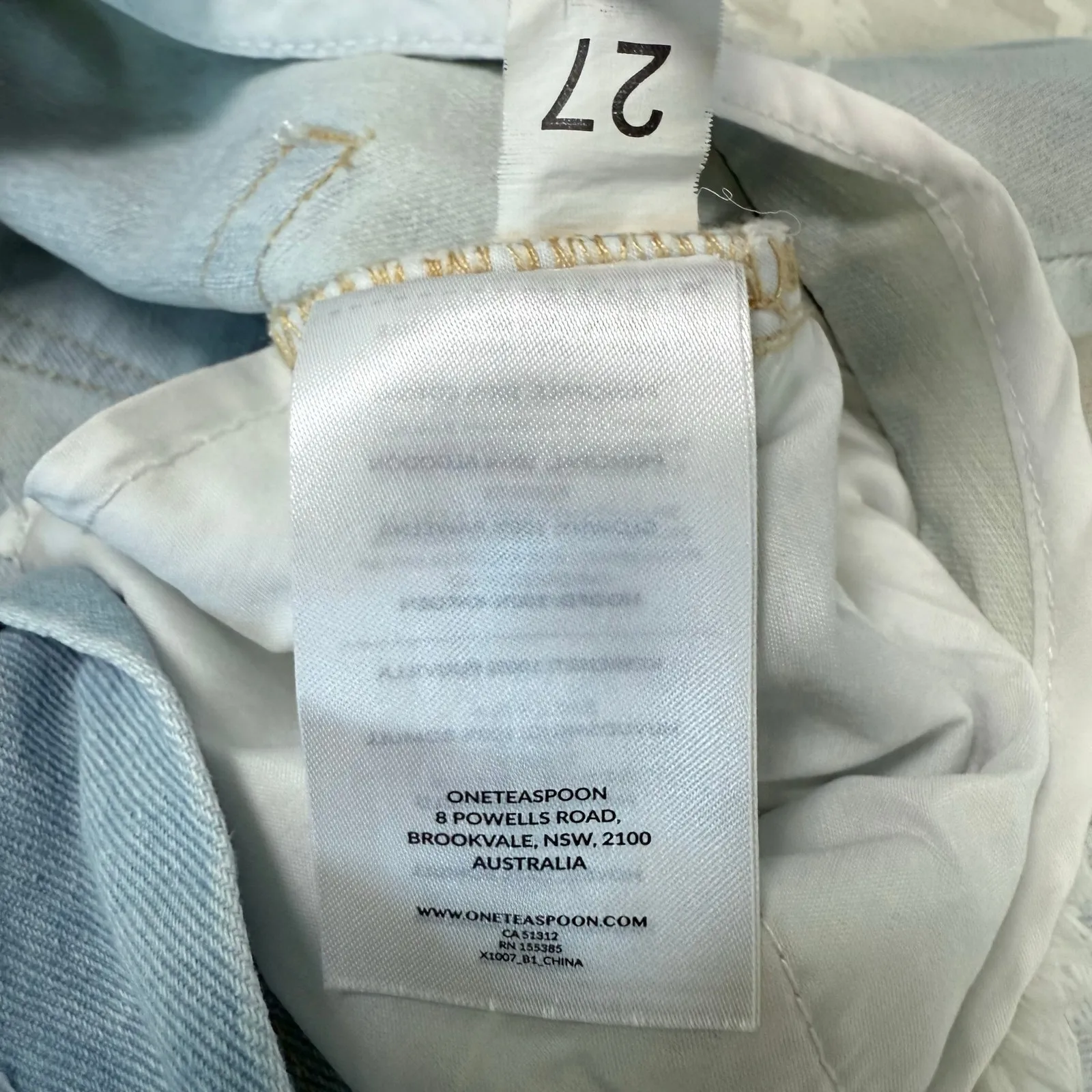 One Teaspoon Light Wash Jeans Frayed Hem Waist Cotton Denim Pants Size 27 - Image 7