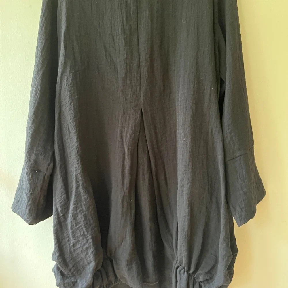 Moonlight‎ Sz M Textured Black Stretch Pockets Jacket Coat Top V Neck - Image 2