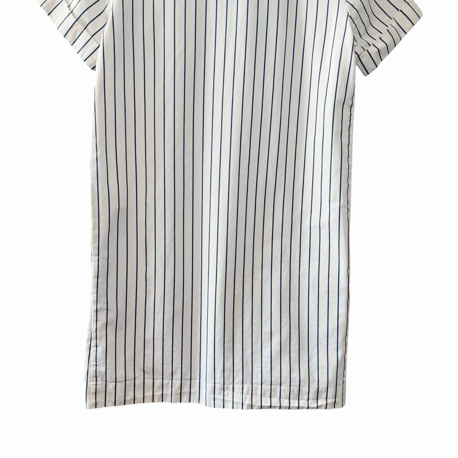 Madewell Womens Ivory Navy Stripe Cotton Tunic Shift Dress XS Pockets Nautical - Image 11