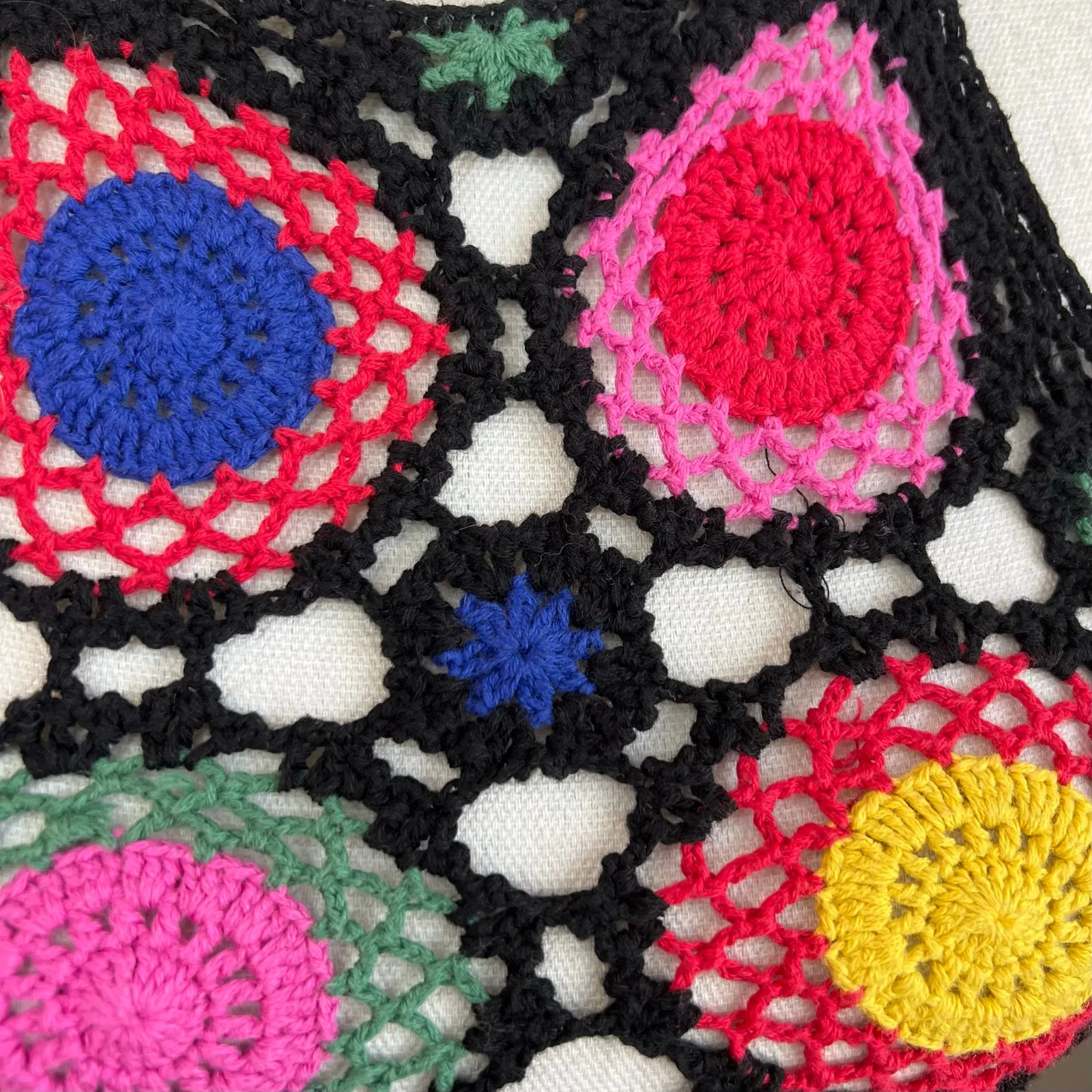 H&M crochet mini dress multicolor square boho festival coverup hippie swimwear - Image 8