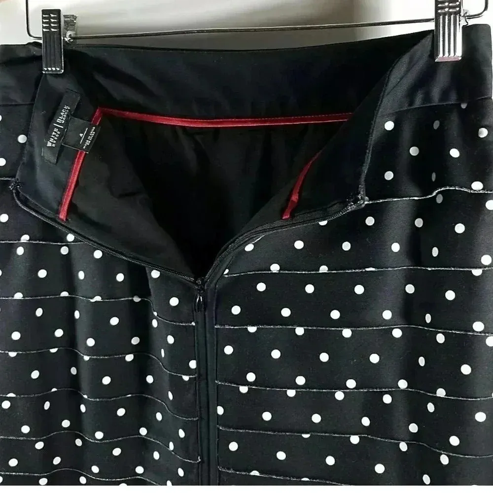 White House Black Market Size 4 Polka Dot Red Accent Ruffle Pencil Skirt WHBM - Image 6