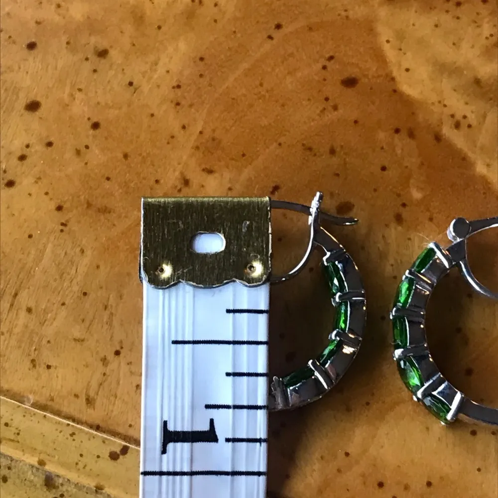 Natural Chrome Diopside Sterling Silver Hoop Earrings Green - Image 5