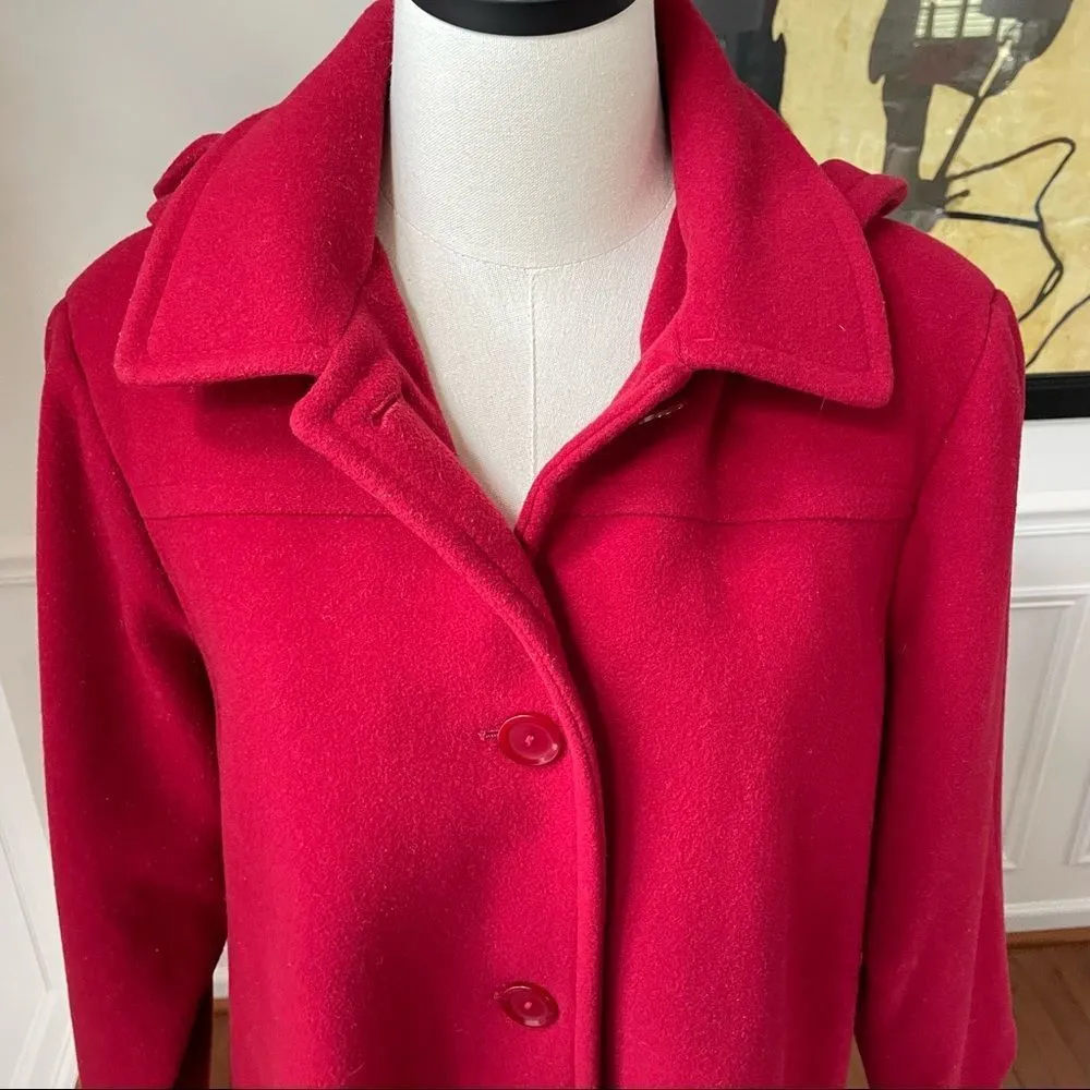 Mackintosh Red Wool Hooded Button Pea Coat L Red Size L - Image 9