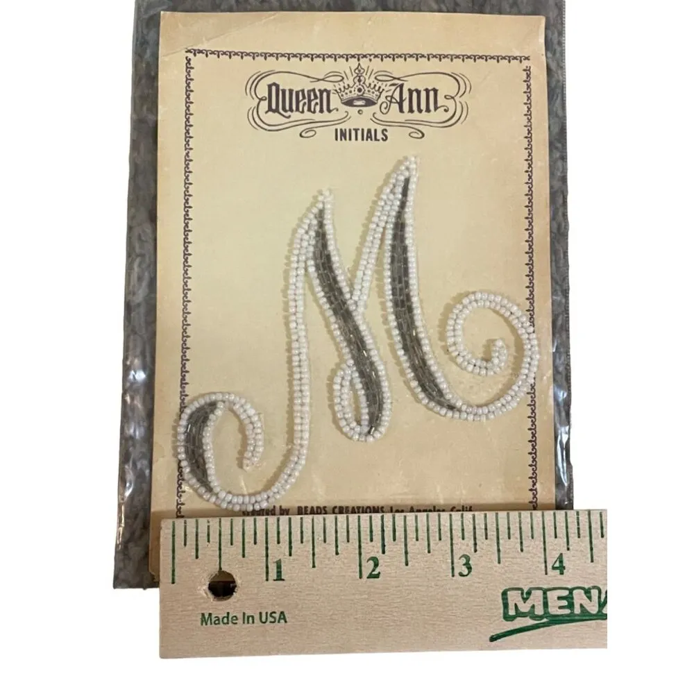 Vintage Queen Ann Initials “M” NEW Beaded - Image 6